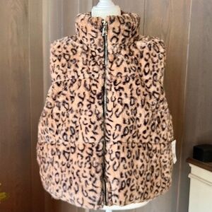 STEVE MADDEN Leopard Faux Fur Vest XL  *NWT*